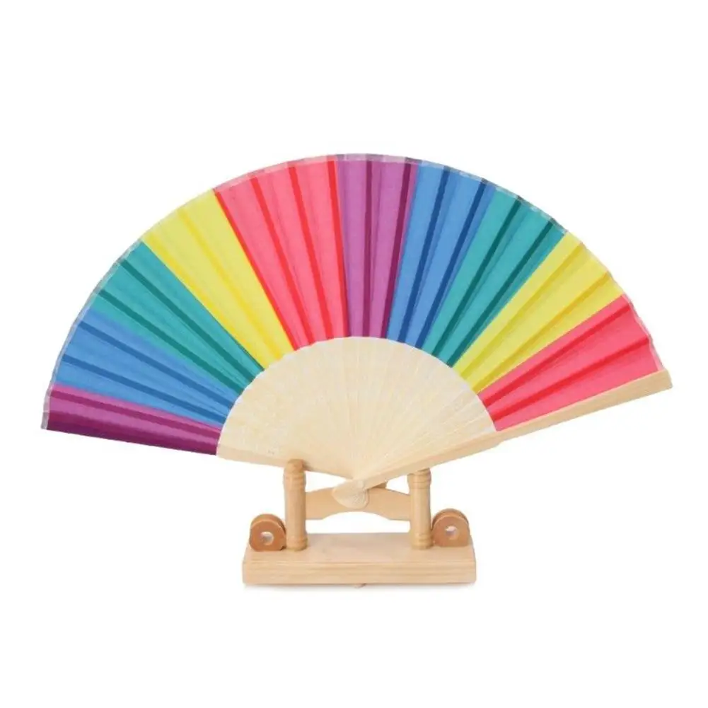 

7 Inch Rainbow Hand Held Folding Fan Dance For Gay Pride LGBT Wedding Themed Parties Decoration Fan Art Craft Decor