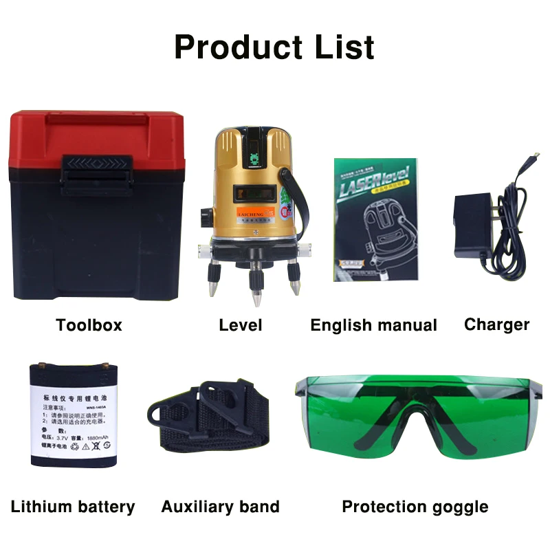 

5 Line Green Laser Level Meter Battery Powerful Green Beam Laser Line Self Leveling 360 Vertical Horizontal Laser Level Tools