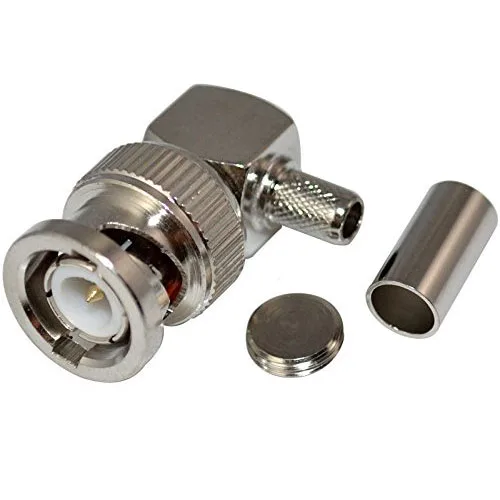 BNC Male Plug Right Angle Crimp for RG58 RG400 RFC195 RF Coax Adapter connector,silverin