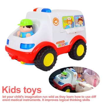 

Ambulance Doctor Vehicle Set 2-in-1 Baby Toys Pretend Doctor Set & Medical Kit Inside Bump & Go Toy Car with Lights