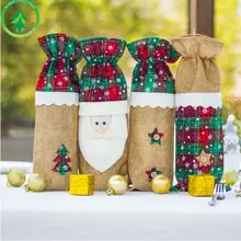 Милая забавная Рождественская бутылка вина Чехлы Мультфильм Санта печати Шампань Рождественская наволочка Топпер мешок