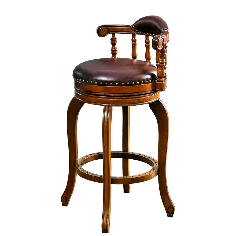European Style Modern Simple Leather Bar Chair Home American Style High