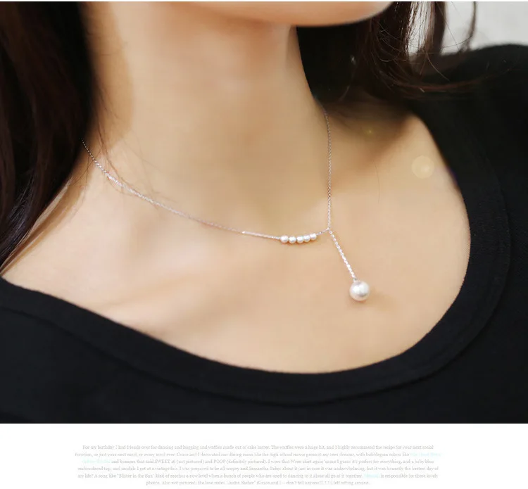 Горячая продажа ключицы ожерелья цепи Лариат имитация жемчуга ожерелья и подвески для женщин простой стиль День Святого Валентина