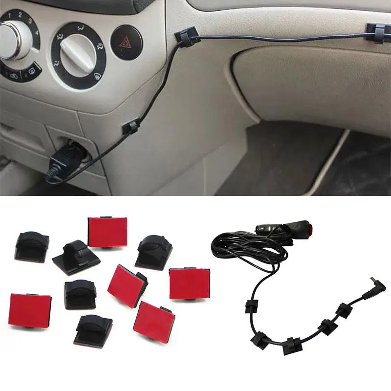 

30 Pcs Self-adhesive Car Auto Rectangle Wire Tie Cable Fastners Mount Clamp Clip Car-styling