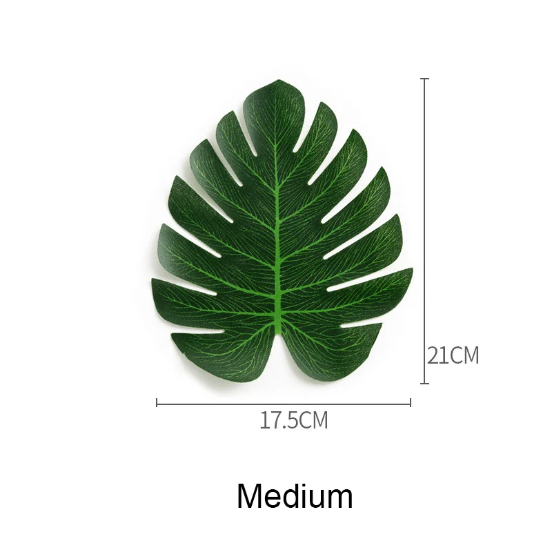 12 шт./лот, искусственные тропические пальмовые листья монстеры, имитация листьев для гавайской тематики, вечерние украшения для дома и сада, искусственные листья - Цвет: Medium