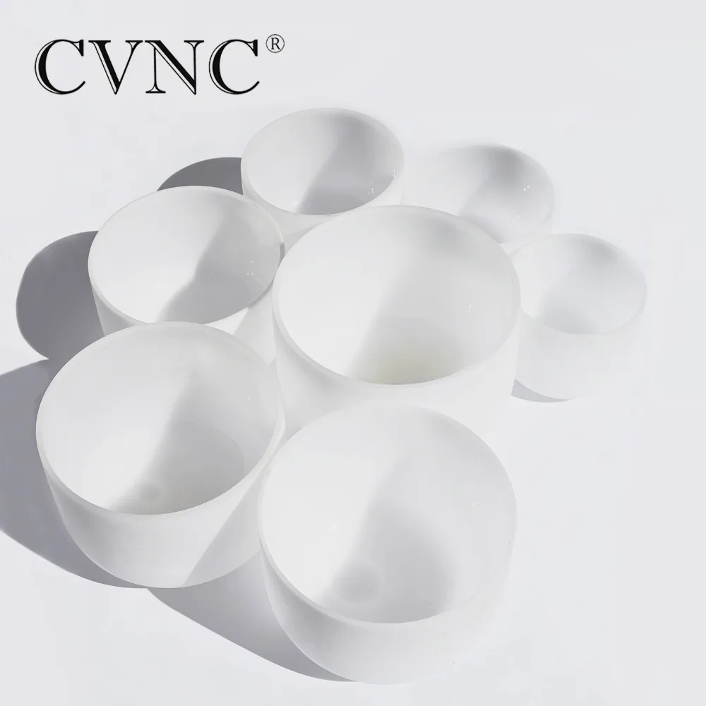 

CVNC 6"-12" Note CDEFGAB set of 7PCS Chakra Frosted Quartz Crystal Singing Bowl