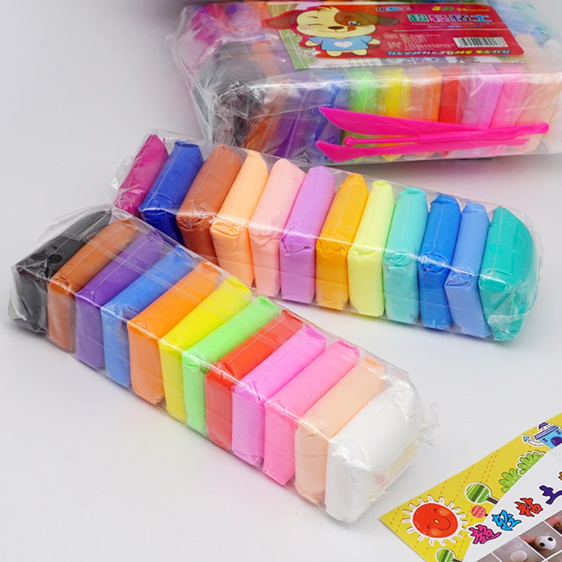 24pcs DIY Foam Clay Slime Polymer Soft Modeling Clay Tools Air Dry Light Plasticine Handgum Playdough Kid Toys for Children Gift