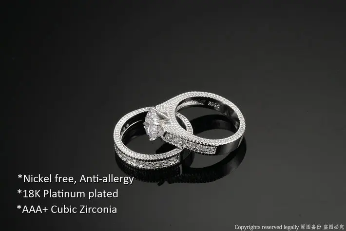 Серебряное роскошное модное обручальное кольцо с 2 кругами, набор AAA+ Фианит, ювелирное изделие для женщин, подарок на Рождество, DWR606