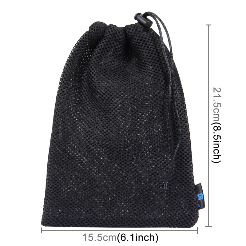 Camera Accessories Nylon Mesh Storage Pouch Bag  Soft Flannel Storage bag with Stay Cord for GoPro HERO4  3+  3  2  1 black (2)