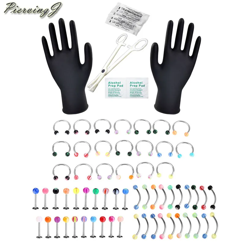 PiercingJ new 70pc 16G PRO Body Piercing Kit Needle Nipple Tongue