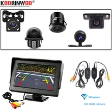 Koorinwoo Беспроводной 4,3 дюймов ЖК-дисплей монитор Rearview автомобиля 2 видеовходов DVD VCR дисплей для автомобиля камера заднего вида Обратный экран