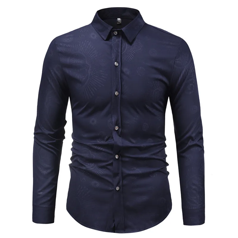 

Mens Dress Shirts Long Sleeve Fashion British Style Casual Slim Fit White Black Formal Shirts Plus Size Male Clothing Wild Tops