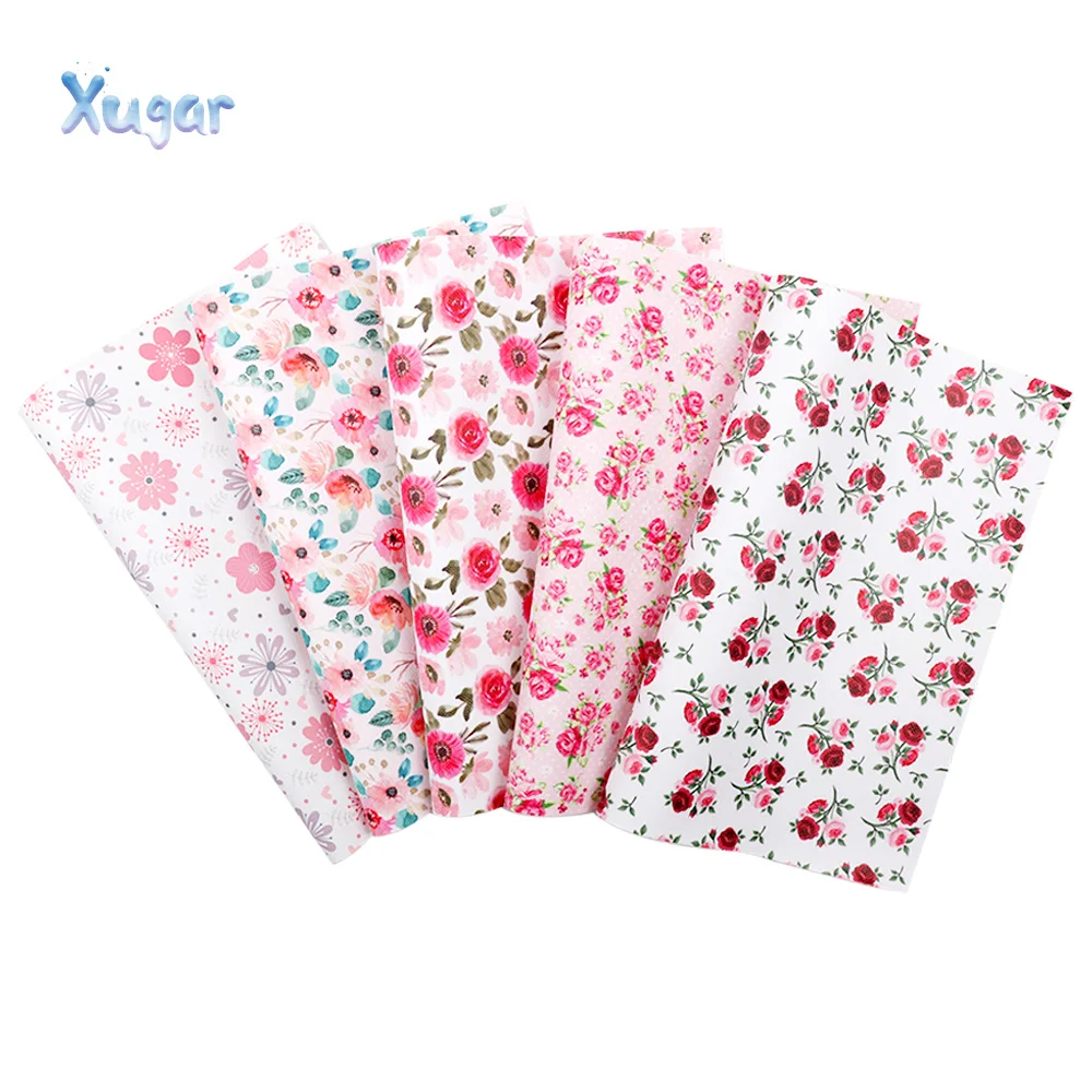

Xugar 22x30cm A4 Flower Synthetic Leather Fabric High Quality Floral Pattern Synthetic Leather DIY Material For Handbag Garments