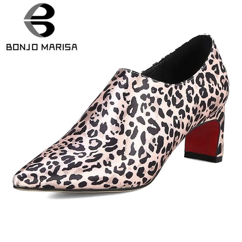 

BONJOMARISA Brand New Big Size 32-42 Leopard Ladies High Heels Pointed Toe Zip Shoes Woman Casual Party Ol Spring Autumn Pumps