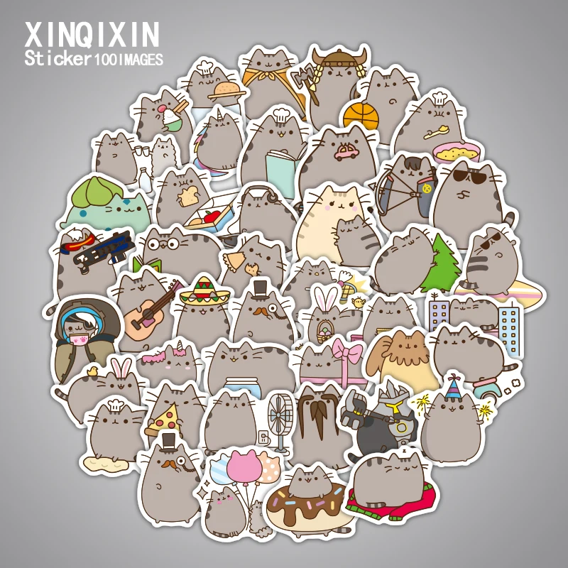 100pcs lot Cartoon Pusheen the Cats sticker toys Pusheen waterproof computer glass backpack fashion stickers gifts