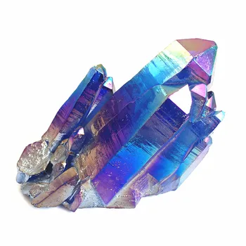 

HOT!Beautiful electroplate blue aura quartz crystal cluster natural stones and minerals healing crystals for home decoration400g