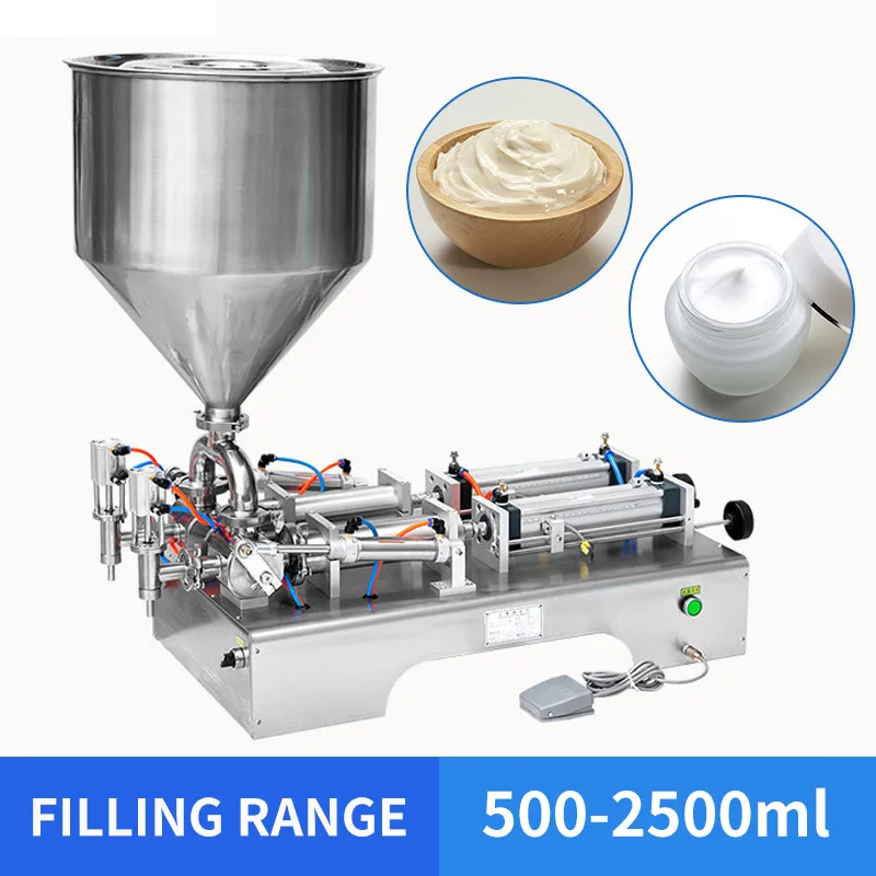 

YTK 500-2500ml Horizontal Double Heads Cream Shampoo Filling Machine Cosmetic Paste filling machine 950*420*380mm