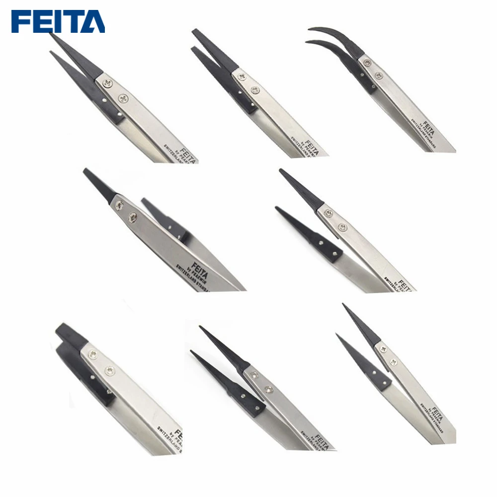 FEITA 8 шт. ESD нержавеющая сталь сменные наконечники пинцет антистатический