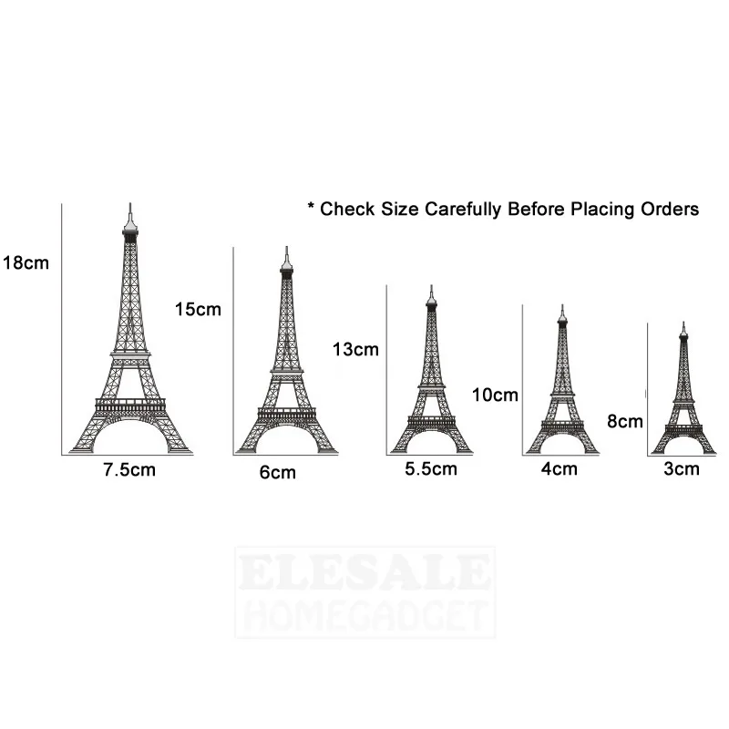 8cm-18cm Vintage Metal Paris Eiffe Iron Tower Bronze Style Figurines Craft Retro Antique Model Home Desk Decor Ornament Gift