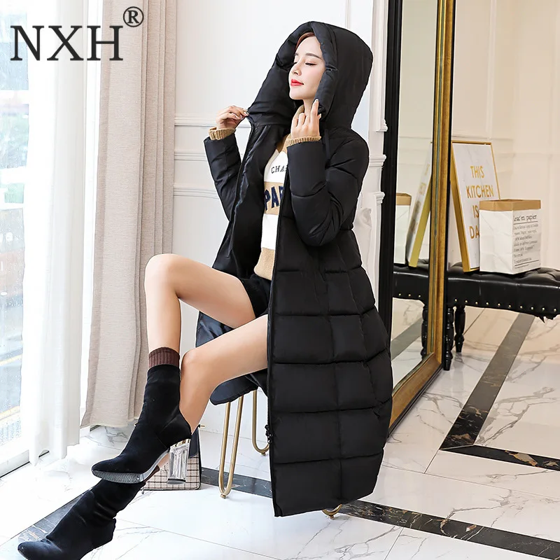 

NXH thick jacket female long Over knee winter jacket new womens fashion coat large parka plus size women outwear windbreak