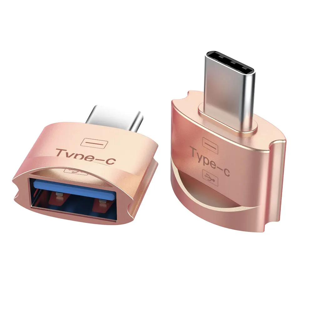 Металлический USB 3,1 type-C штекер USB 2,0 A Женский OTG адаптер для передачи данных type C OTG адаптер для samsung S8 для MacBook серии - Цвет: Rose Gold