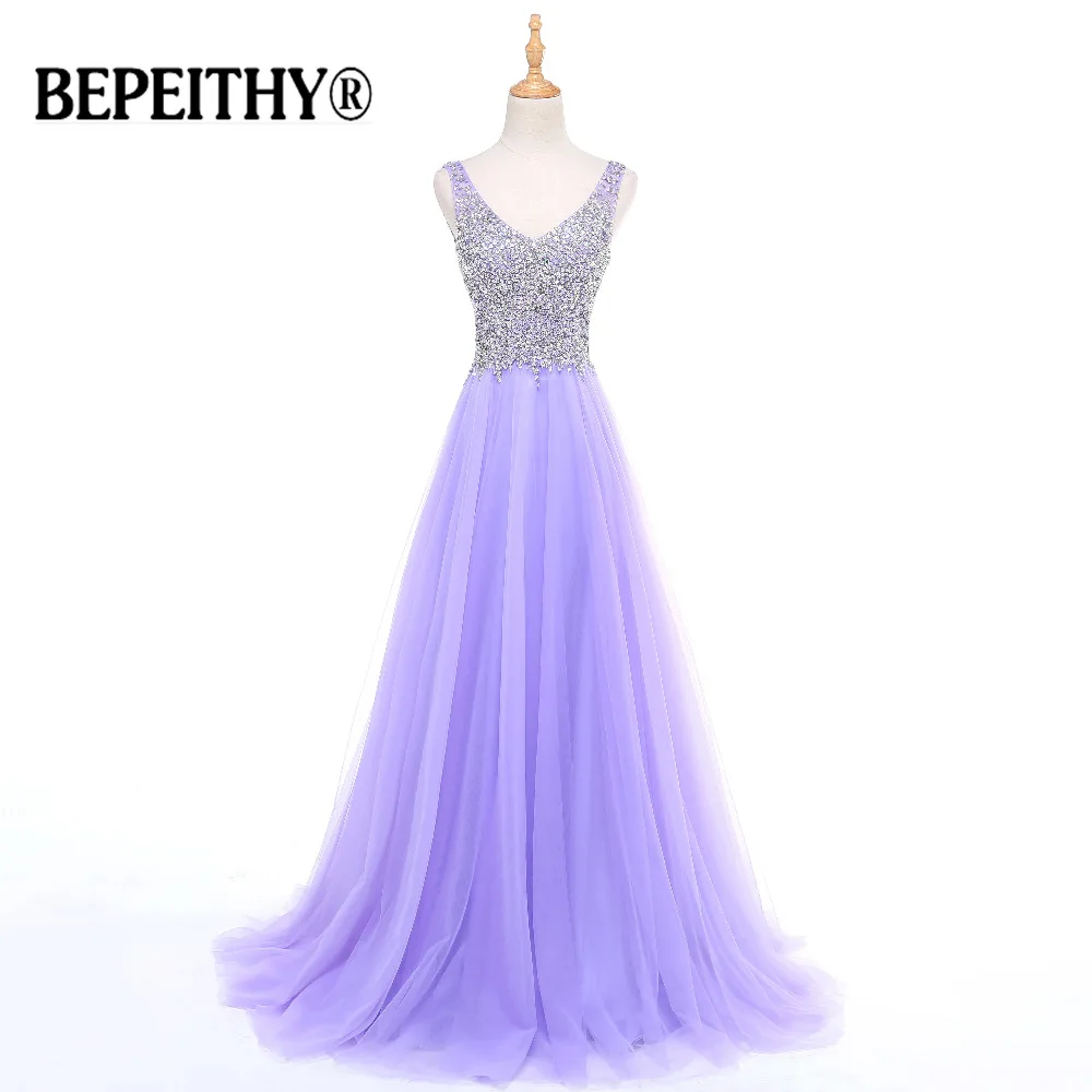 BEPEITHY Robe De Soiree 2019 Длинные вечерние платья из тюля с бусинами элегантное вечернее