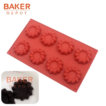 

BAKER DEPOT silicone mold for biscuit donut round cake pastry bakeware 8 hole cake decoration flower shape diy candy chocolate