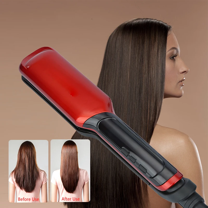 Kemei Профессиональный Выпрямитель для волос утюги светодиодный Дисплей Керамика Flat Iron широкий плиты chapinha Para Cabelo Регулируемый Температура