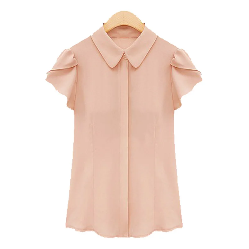 2017 Summer Blouses Women Chiffon Shirt Peter Pan Collar