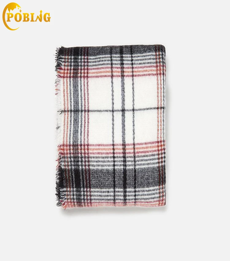 

POBING Winter Soft Cashmere Scarf Women za Plaid Scarves Tassel Shawl Wraps Thicken Warm Unisex Basic Blanket Tassel Pashmina