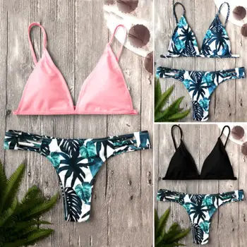 

New 2018 Summer Women Floral Bikini Set Bandage Push Up Padded Swimwear Swimsuit Bather Suit Swimming Suit Beachwear