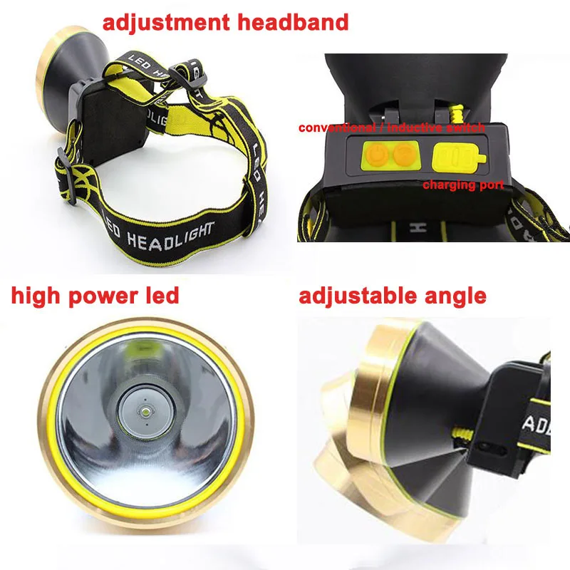 Мощный датчик T6 светодиодный налобный светильник Перезаряжаемый usb зарядный поисковый светильник фронтальная Налобная лампа светильник фонарь вспышка светильник батарея