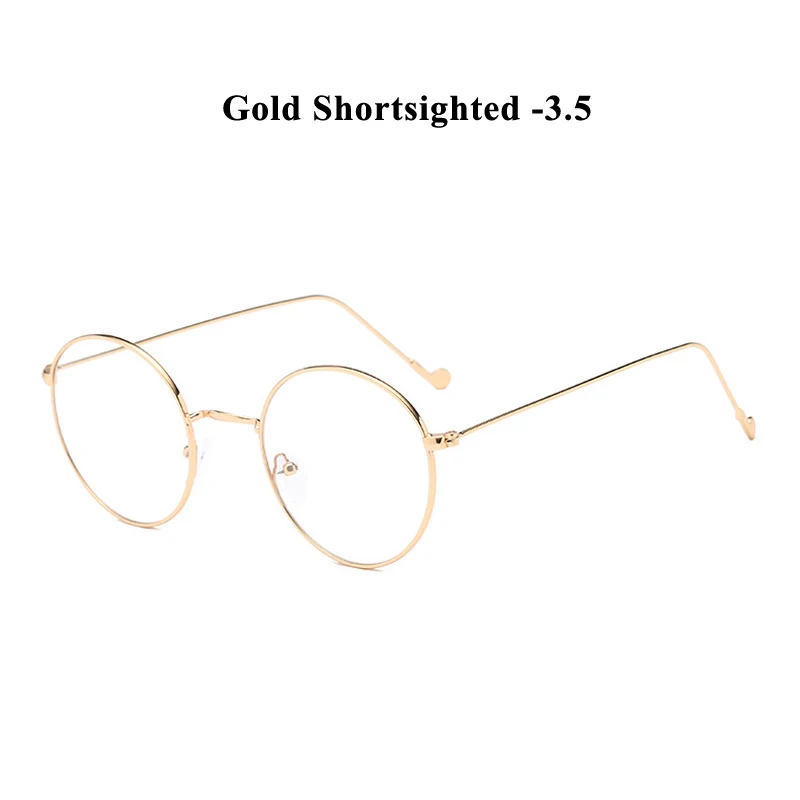 Zilead, металлические круглые очки для близорукости, для женщин и мужчин, сверхлегкие, по рецепту, близорукие очки, очки унисекс - Цвет оправы: gold myopia 3.5