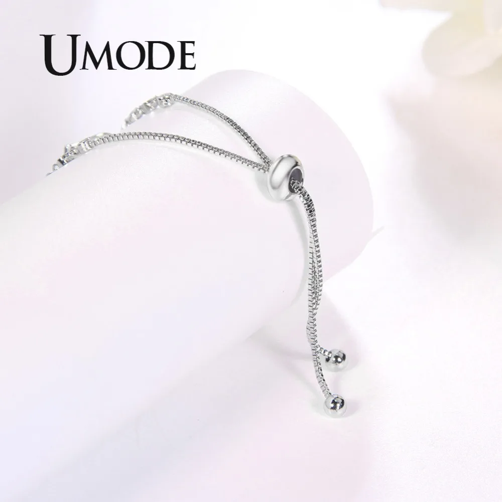 Женский браслет UMODE синий и прозрачный с кристаллами из белого золота цепочкой в