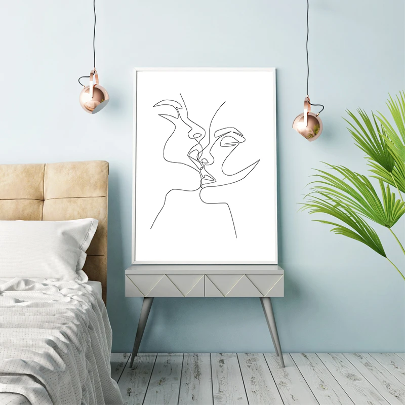 Couple Kiss Canvas Print Bedroom Decor