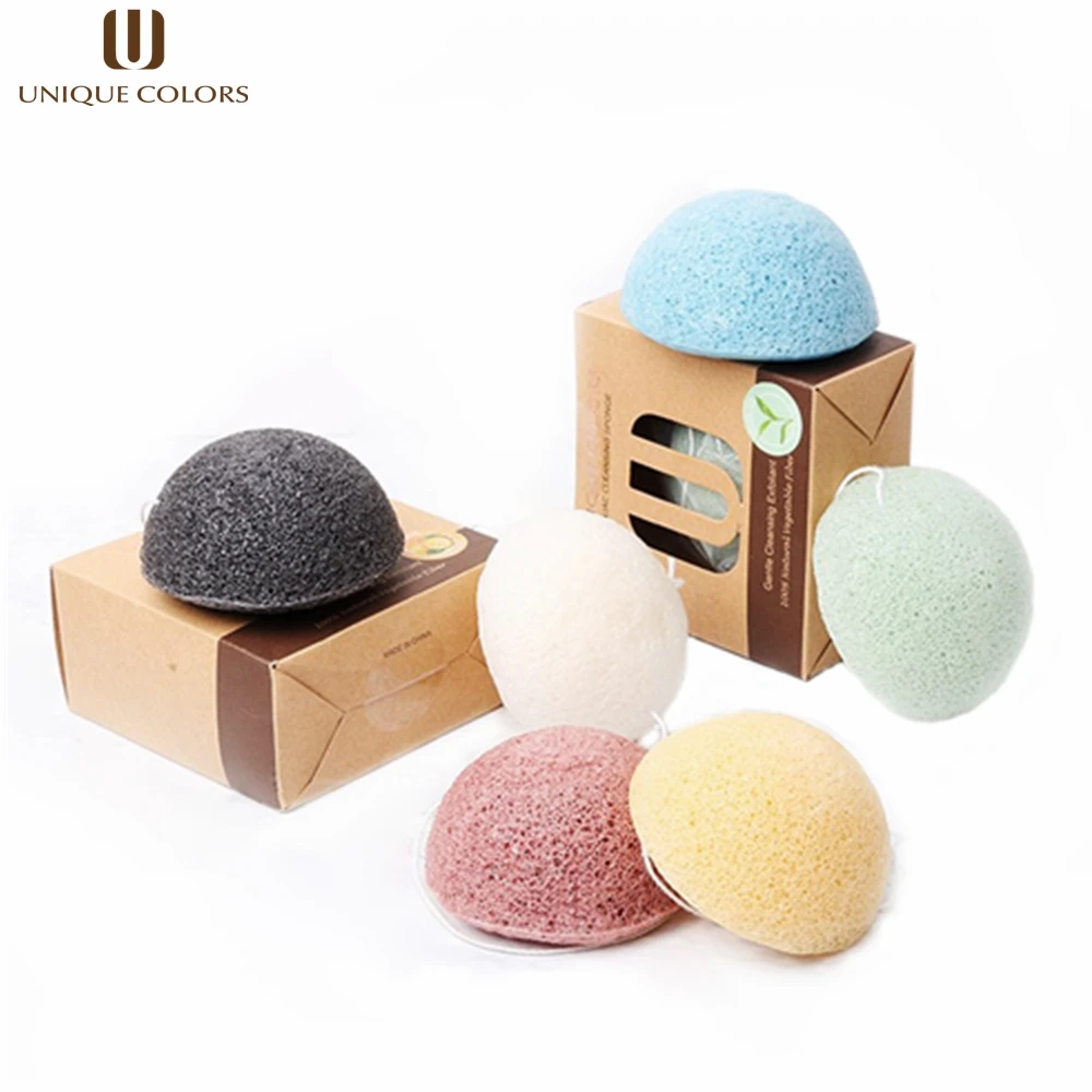 

UNIQUE COLORS 6Pcs Facial exfoliating cleansing makeup Washing Sponge 100% Natural Konjac Sponge Beauty Face Skin Pore Tools