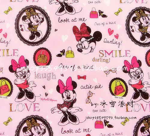 

140X100cm Modern Minnie Handbag Glass Pink Cotton Fabric Baby Girls Clothes Sewing Bedding Set Hometextile Patchwork DIY-AFCK454