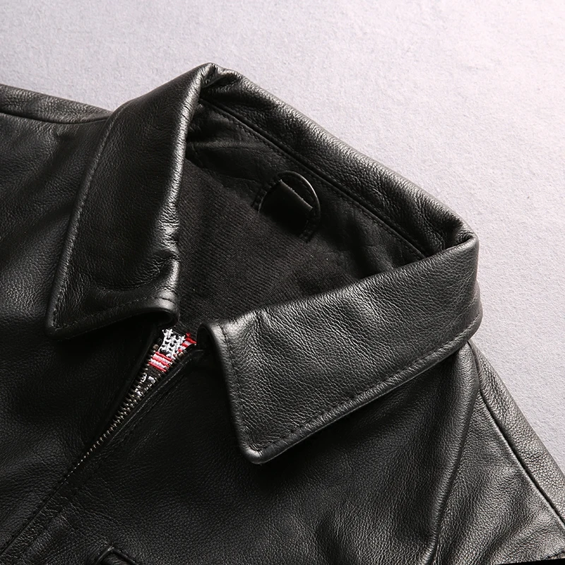 80% OFF simple design good quality coat men's cow leather jacket mens genuine cowhide leather vintage rider jacket