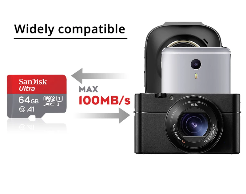 SanDisk Ultra карта памяти 128 Гб 64 ГБ 32 ГБ 16 ГБ Micro SD карта SDHC/SDXC UHS-I 98 МБ/s-100MB/s высокая скорость TF карты для смартфона