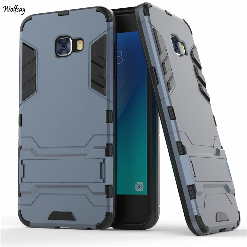 

For Samsung Galaxy C5 Pro Case 5.2 inch Slim Robot Armor Kickstand Shockproof Rugged Rubber Case For Samsung C5 Pro Cover