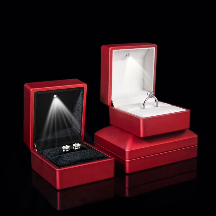 LED Light Jewelry Display Necklace Earring Wedding Ring Box Case Holder Gift Lot