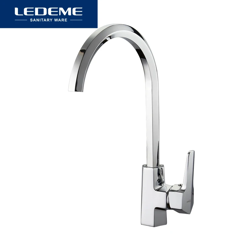 LEDEME Смеситель для кухни высокий с гайкой латунь Цвет: хром L4059 2|kitchen faucet pull|kitchen pull