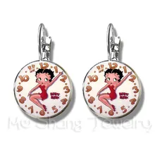 Новинка года, милые серьги-гвоздики Betty Boop, посеребренные серьги с мультяшным рисунком, сексуальные романтические украшения Betty Boop для женщин, подарок для девочек