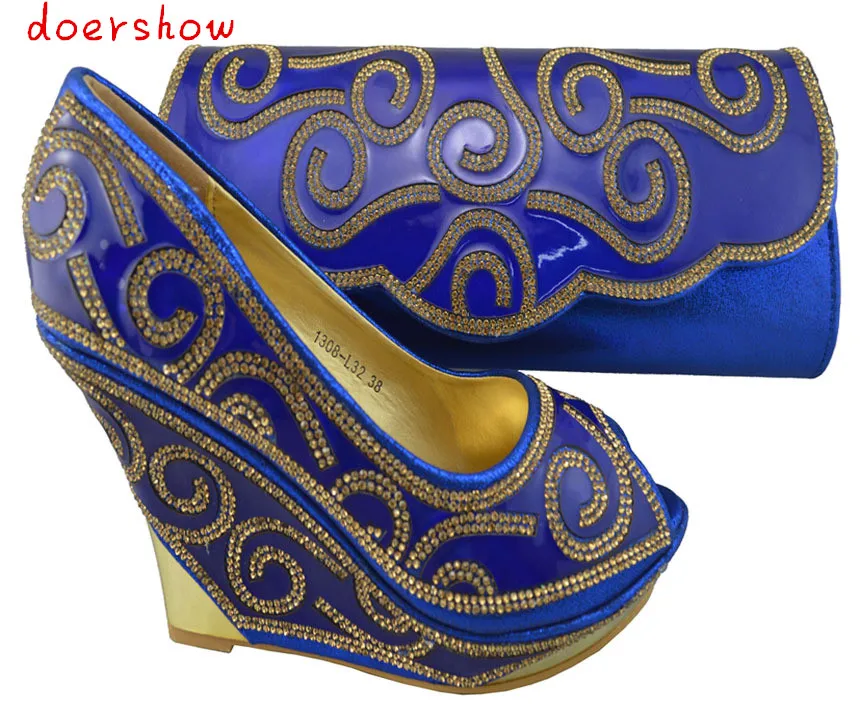 doershow Free Shipping Fashion woman italian shoes and matching bags set party Italian shoe and bag