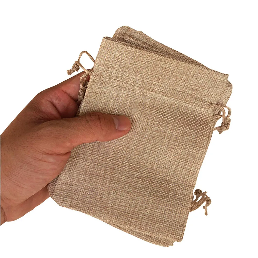 

25PC Christmas Linen Jute Drawstring Gift Bags Sacks Wedding Birthday Party Favors Drawstring Gift Bags Baby Shower Supplies 523