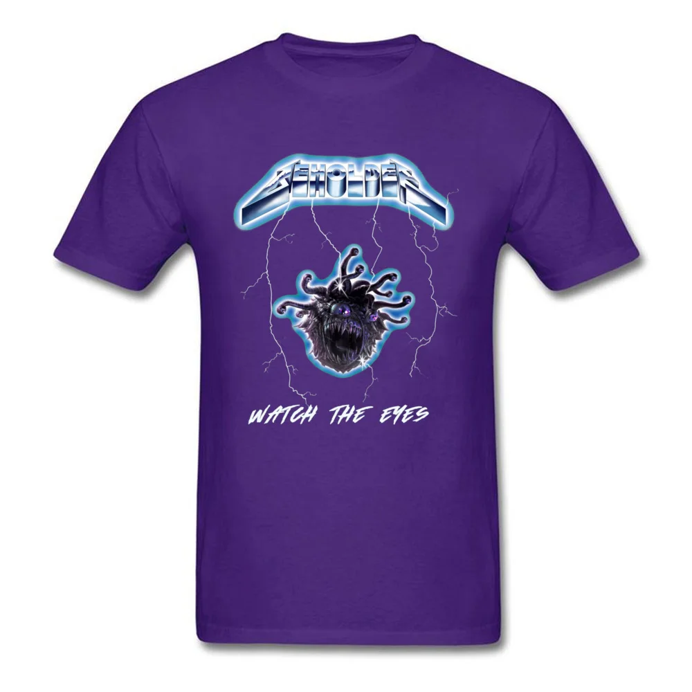 Hip hop comfortable Tops & Tees for Men New Design VALENTINE DAY O-Neck 100% Cotton Short Sleeve T Shirt Design Top T-shirts Beholder D&D Heavy Metal Bandshirt 15871 purple