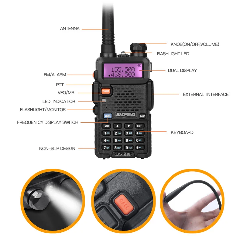 BAOFENG UV 5R Walkie Talkie Профессиональный CB радио Портативный трансивер 10 км УКВ ручной УФ