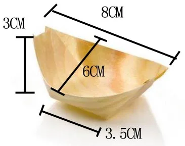Акция-вечерние свадебные принадлежности, 80*60 мм Одноразовые Мини Суши/салат/десерт миска сосна лодка, 50/упаковка