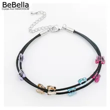 BeBella Кристалл Бабочка из бисера Черный Веревка Браслет с кристаллом от Swarovski Ювелирные изделия для женщин девушки подарок на день рождения