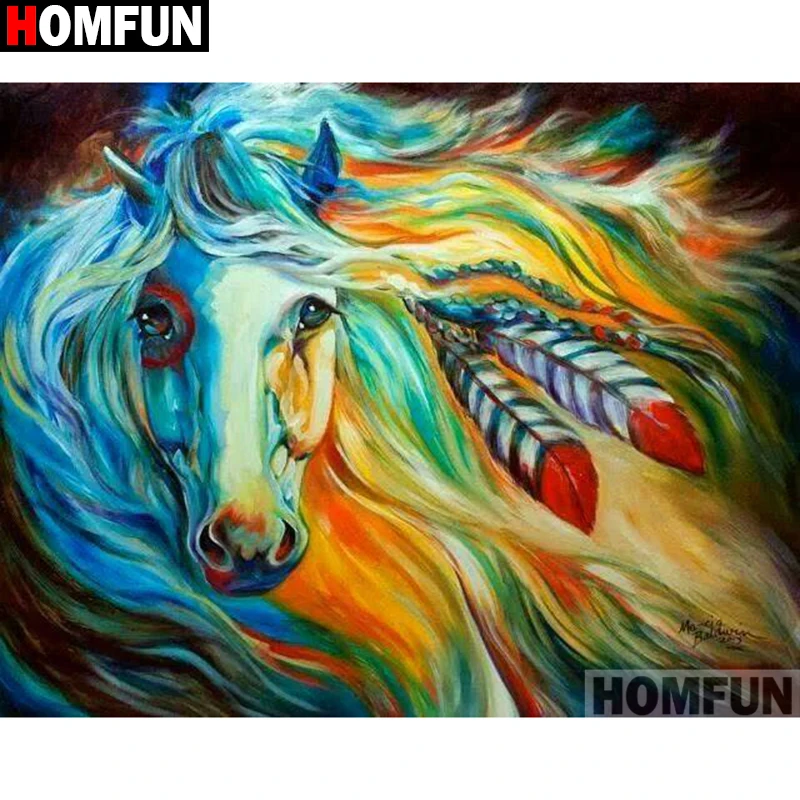 HOMFUN Full Square/Round Drill 5D DIY Diamond Painting &quotAnimal horse&quot Embroidery Cross Stitch Home Decor Gift A00014 | Дом и сад